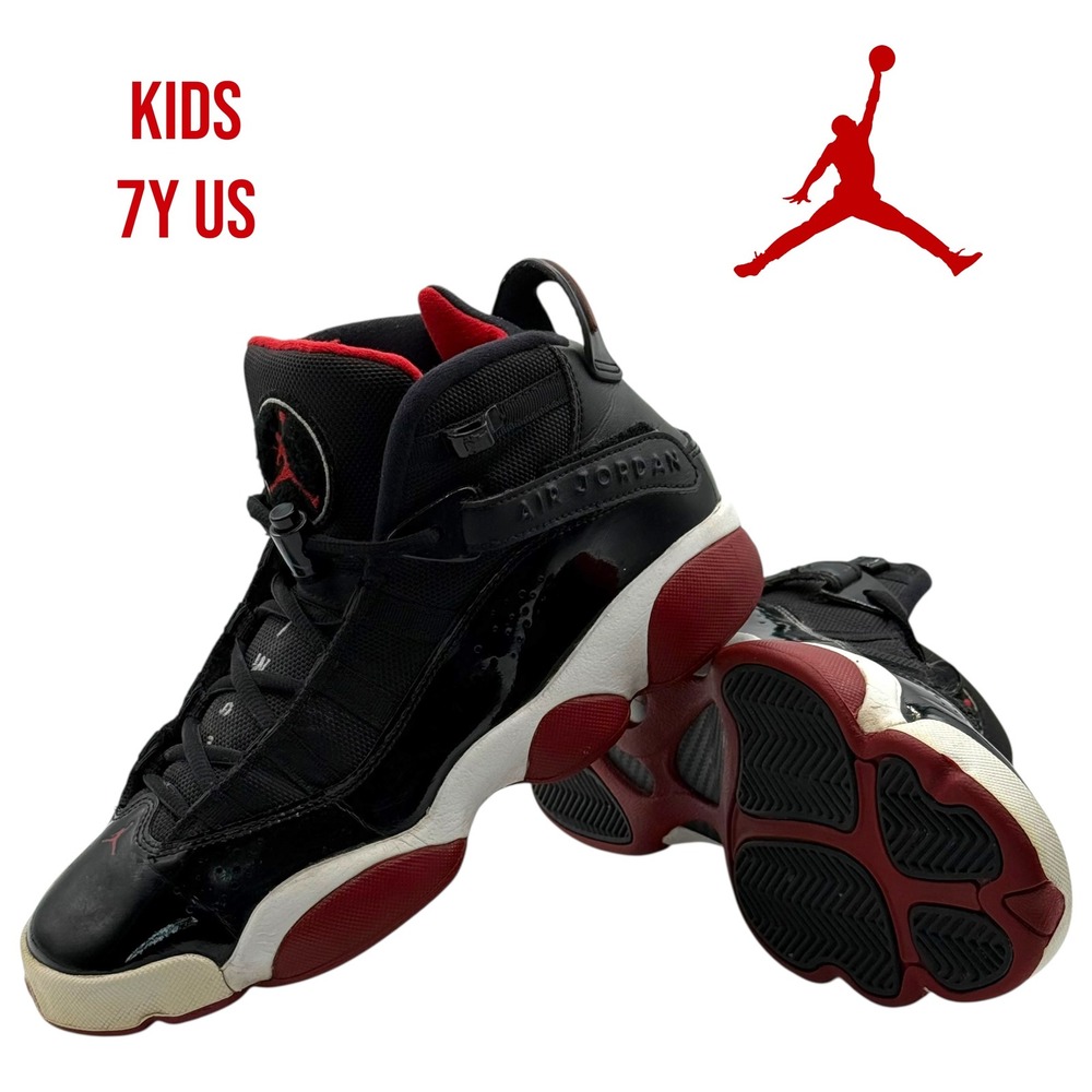 Nike Air Jordan 6 Rings Bred Black Red White Youth 7Y / Women's 8.5 323419-062